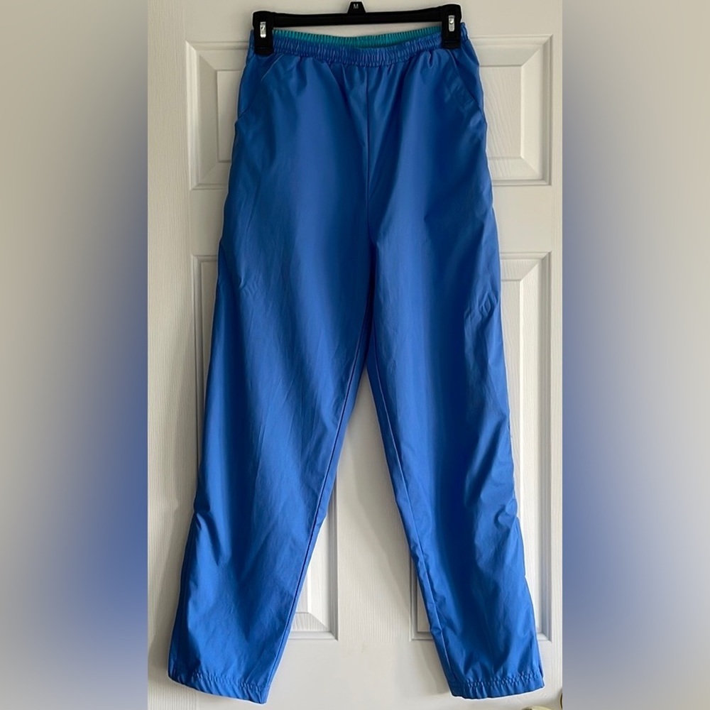 Vintage Catalina Nylon Windbreaker Drawstring Blue Pants Ankle Zippers Size S